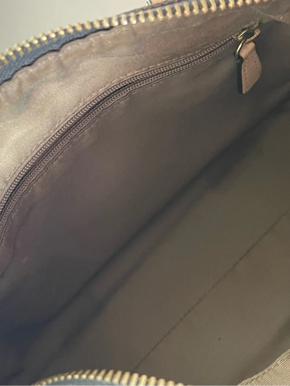Coach Brown Signature Satchel with Beige Trim and Red Tag